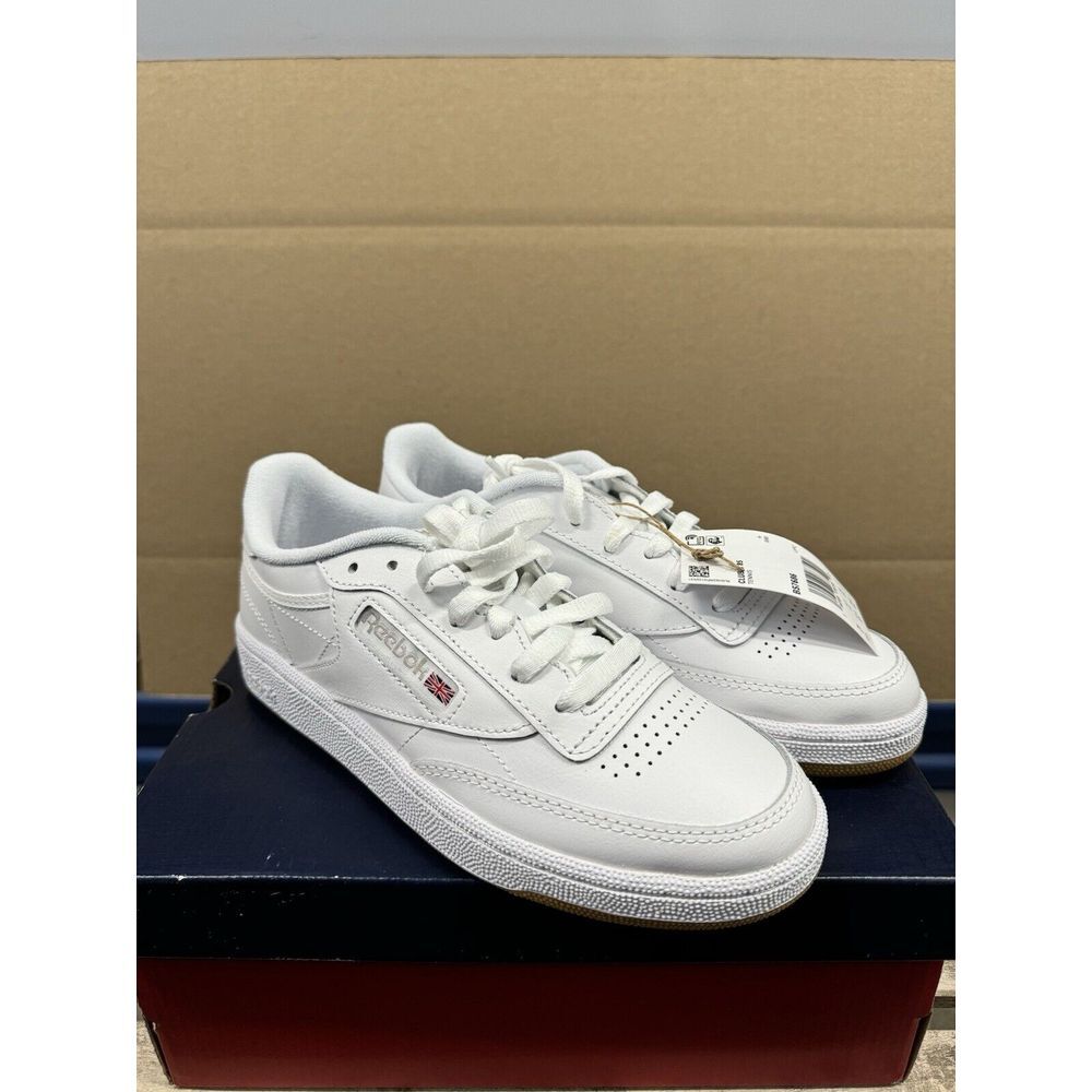 Reebok Club C 85 Low Top Tennis Shoes White Gum Sole Sneakers Womens Size 7 New